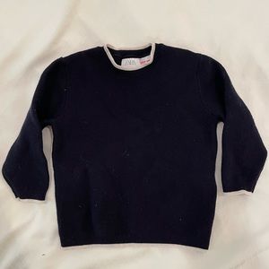 White trim dressy cotton sweater